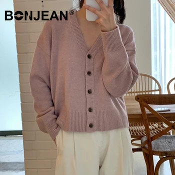 

Pink Cardigan Women Jumper Long Sleeve Knitted Top V Neck Casual Khaki Cardigans Winter Top Ladies Sweaters Coat Outerwear Z669