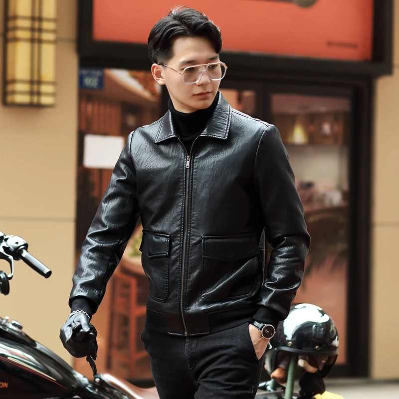 

plus size XS-5XL Spring Autumn Men pu Leather Jackets Motorcycle Flight Pilot Bomber Jackets For Men Leather Male Aviator Coat