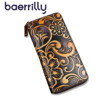 

Embossing Women Wallets Long Clutch Bags Genuine Leather Women Wallets With Phone Case Rfid Card Holder Fashion Coin Purse Girl