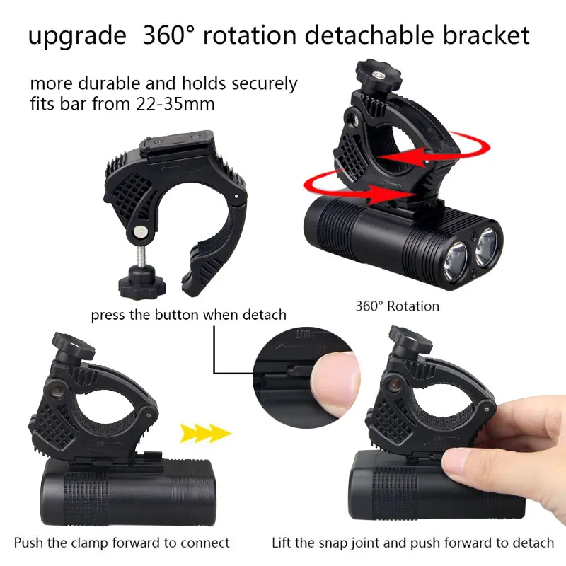 2000lm USB перезаряжаемая Передняя велосипедная фара 2x XM L T6 светодиодная лампа 5