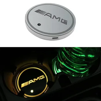 

1pcs Car Accessories Car USB Anti Slip Water coaster Mat Luminous Light pad for Mercedes benz AMG w204 w203 w212 w211 w124 w210