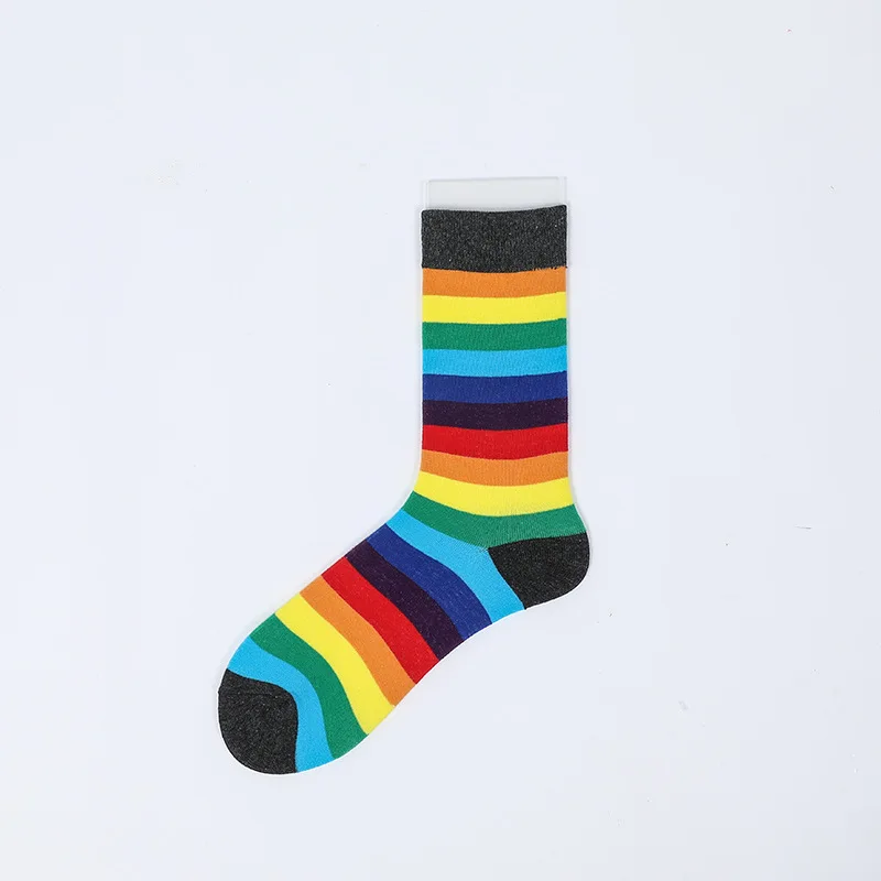 Хлопковые эластичные женские длинные носки, роскошные яркие цвета, радужные полосатые спортивные носки, Meias, повседневные ретро носки в стиле Харадзюку - Цвет: 5
