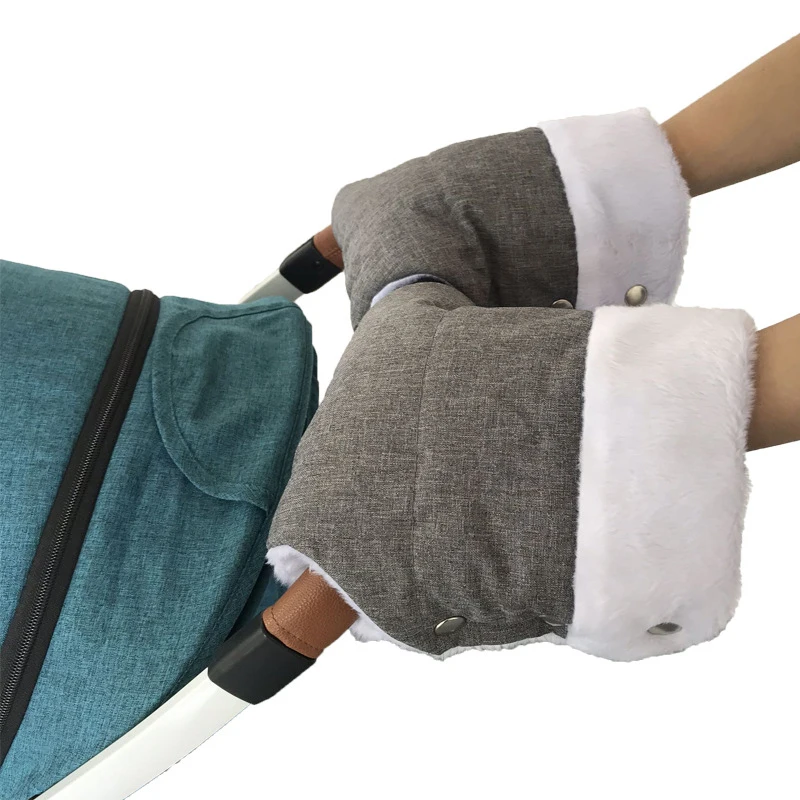 Stroller Gloves Winter Warm Windprooof Clutch Gloves Stroller Accessories  Hand Muff Furry Mittens For Stroller