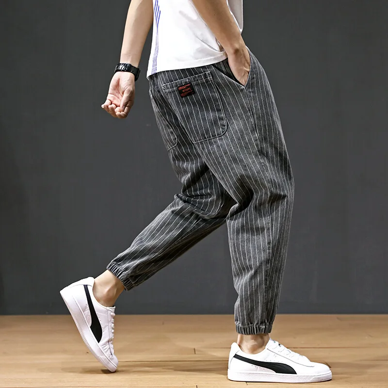 

Men's Casual xi ha ku 2019 Autumn And Winter New Style Trend of Fashion Stripes Harem Pants Youth Loose-Fit Ankle Banded Pants S