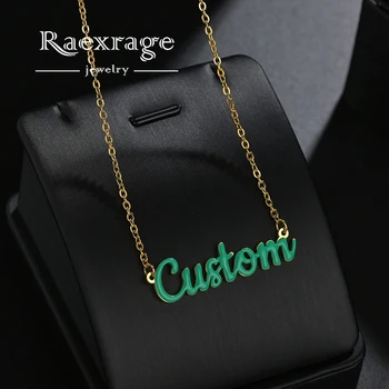 

Raexrage Custom Color Baby Name Necklace Stainless Steel Personalized Letter Necklaces for Women Kinds Christmas Gift