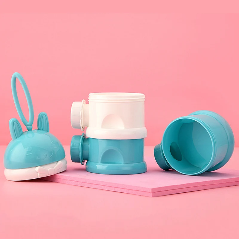 Cute Cartoon Baby Food Storage Containers Infant Milk Powder Box Formula Dispenser 3 Layers Portable Toddler Snacks Container