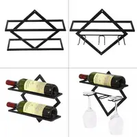 Rustic Metal Wine Rack Hanging Wine Glass Holder Wine Bottle Organizer Home Kitchen Storage Rack Restaurant