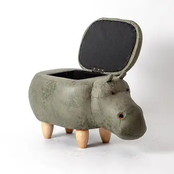 

Solid wood foot stool creative hippo shoes bench sofa stool designer furniture storage stool test shoes storage foot stool