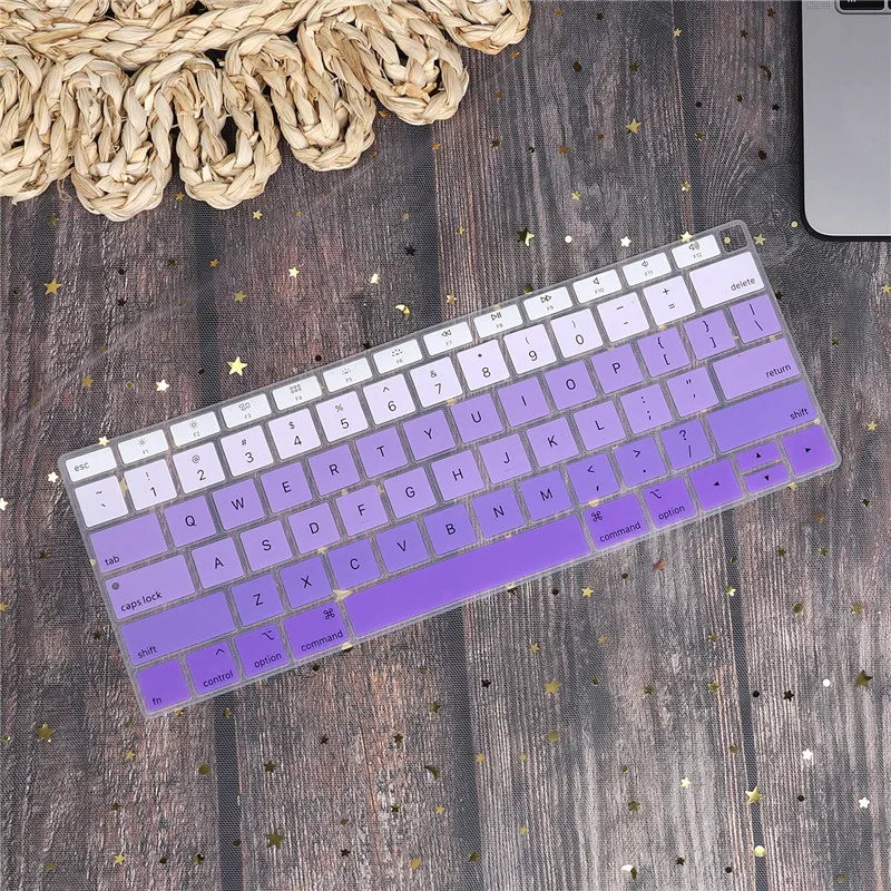 White to purple Американская версия, силиконовый чехол для клавиатуры Macbook New Air 13, защита клавиатуры, градиентные изменения цвета, модель; A1932 - Цвет: White to purple