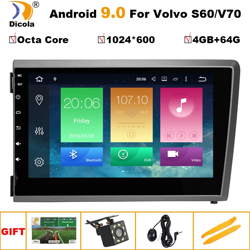 Android 9,0 2 DIN ips автомобильный dvd-плеер с экраном для Volvo S60 V70 XC70 2000 2001 2002 2003 2004 мультимедиа плеер радио gps steteo