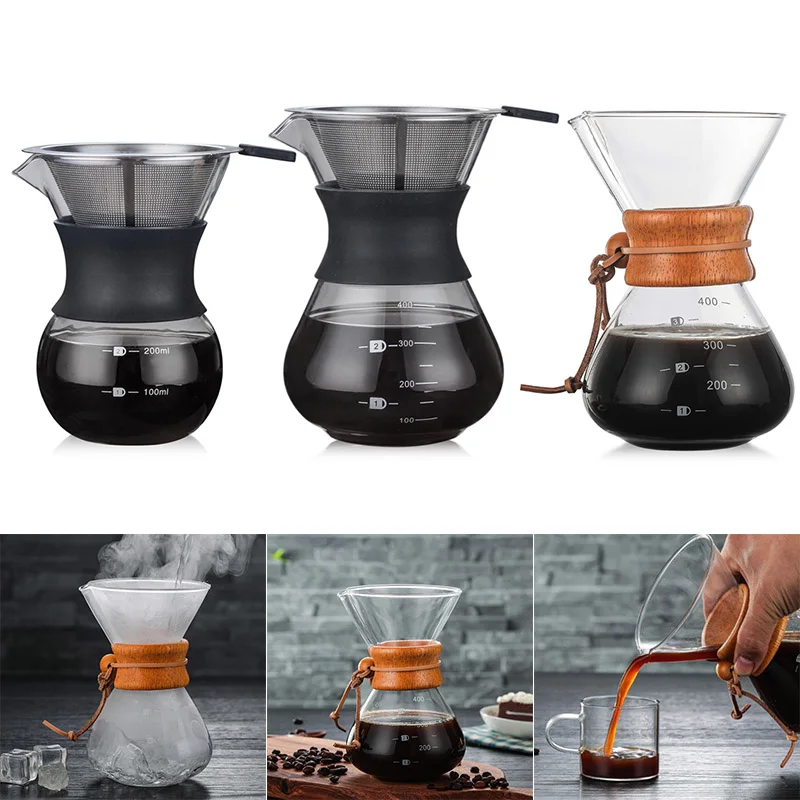 

Pour Over Coffee Maker with Borosilicate Glass Manual Coffee Dripper Brewer MU