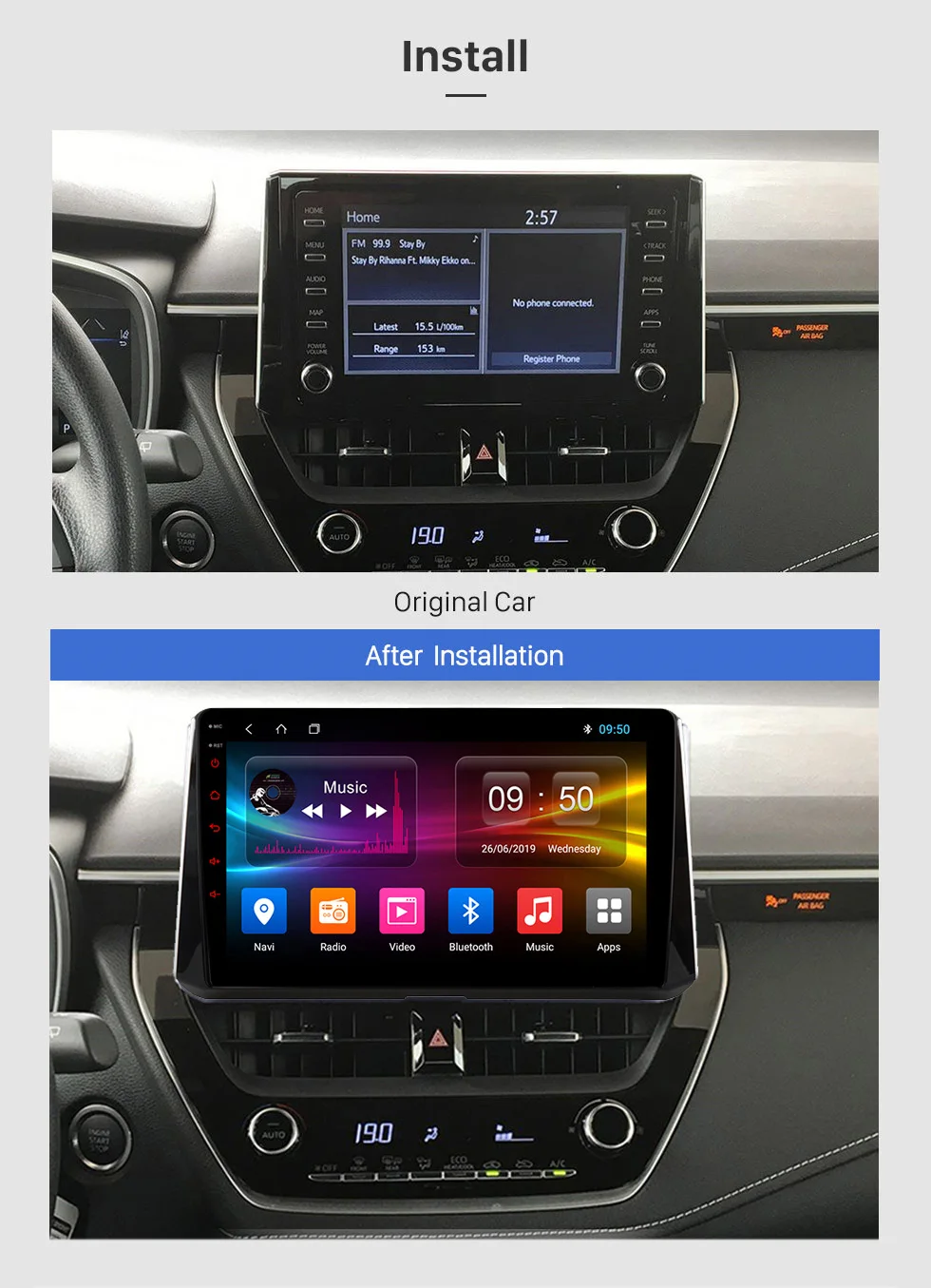 Восьмиядерный Android 8,0 автомобильный Радио мультимедийный плеер gps Navi для toyota corolla 4G LTE