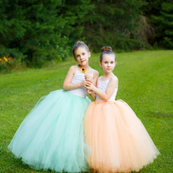 Girls Long Tulle Tutu Skirt Kids Dance Pettiskirts Underskirt Tutus Children Christmas Birthday Party Costume Photography Skirts