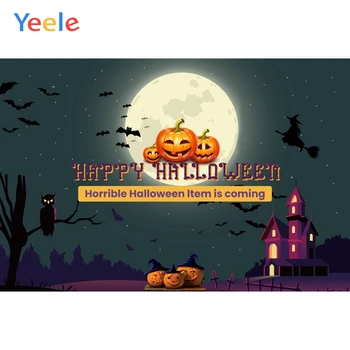 

Halloween Pumpkin Witch Hat Bokeh Background Photography Vinyl Backdrop for Children Baby Hallowmas Photo Studio Props