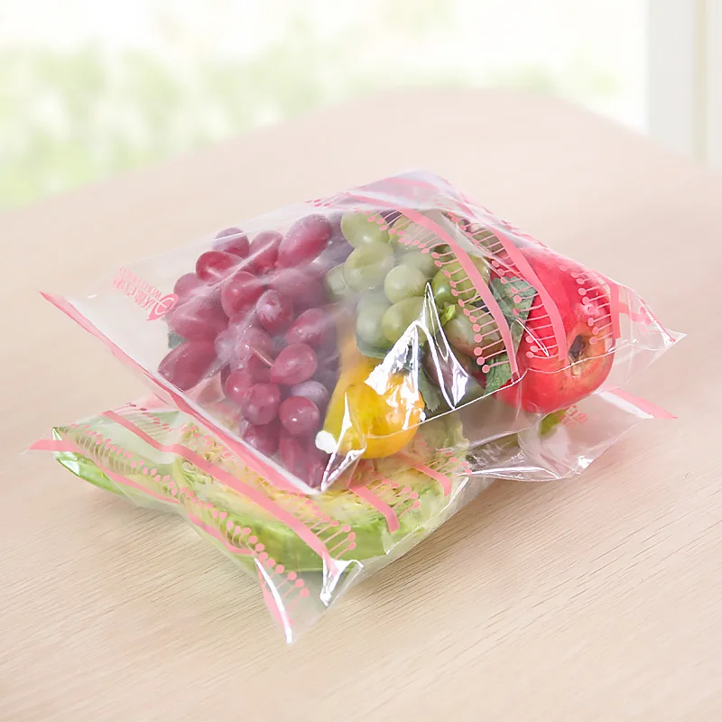 PVC Fresh Keeping Bag For Vegetable Fruit Storage Freezing Preservation Zipper Sealed Bags Kitchen Food Organization Tools