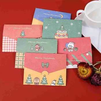 

1pc Christmas Letter Card Cartoon Merry Christmas Paper Envelope With Message Card Stationary Storage Paper Gift For Students