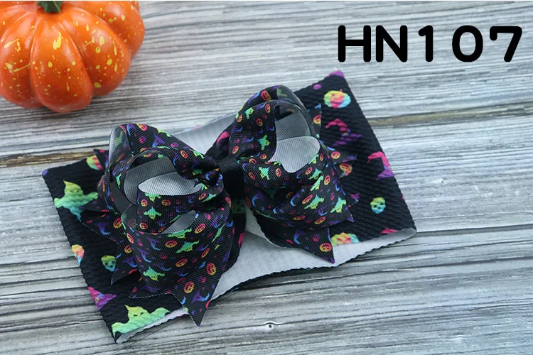 24 шт./лот, новинка, " лента с принтом на Хэллоуин, повязка на голову с бантиками для девочек, текстурированная эластичная чалма, повязка на голову, Детские аксессуары для волос на вечеринку