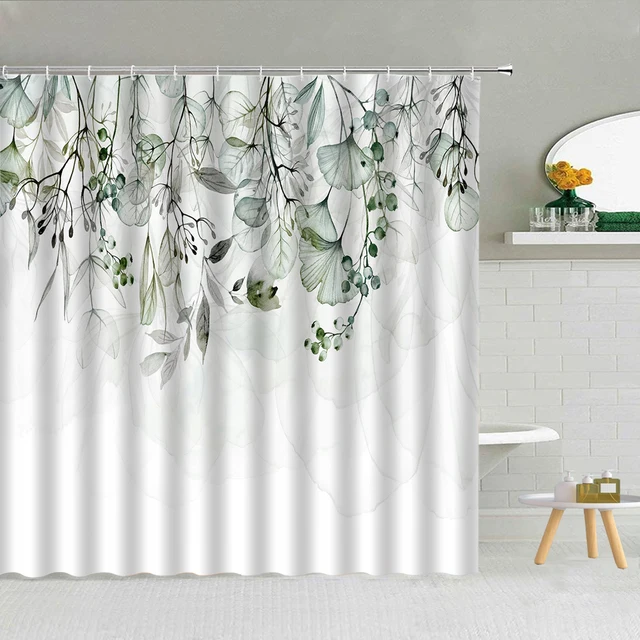 Purple Orchid Flower Bamboo Waterproof Polyester Fabric Shower Curtain
