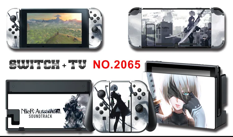 1set New Cute Anime Full Body Sticker for NS Switch Protective Cover Skin Colorful Art for Game Console Joy-Con Controller Decor