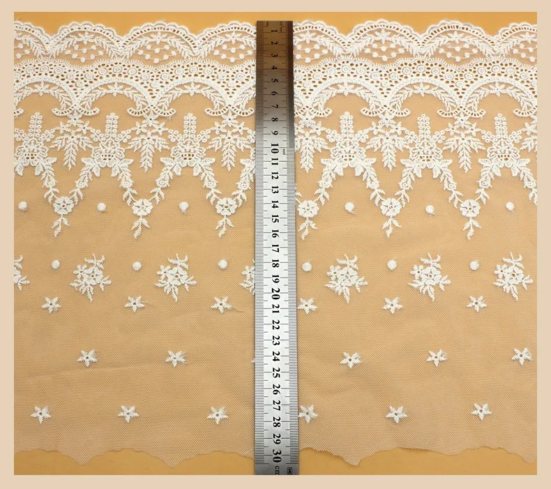 Soft Ultra wide Vintage Cotton Embroidery Lace Trim Lace Fabric Accessories Width 30cm/43cm 3Yds/lot lace ribbon,lace fabric,lace sewing accessories,lace sewing supplies,lace accessories,lace garment accessories,clothing craft accessories