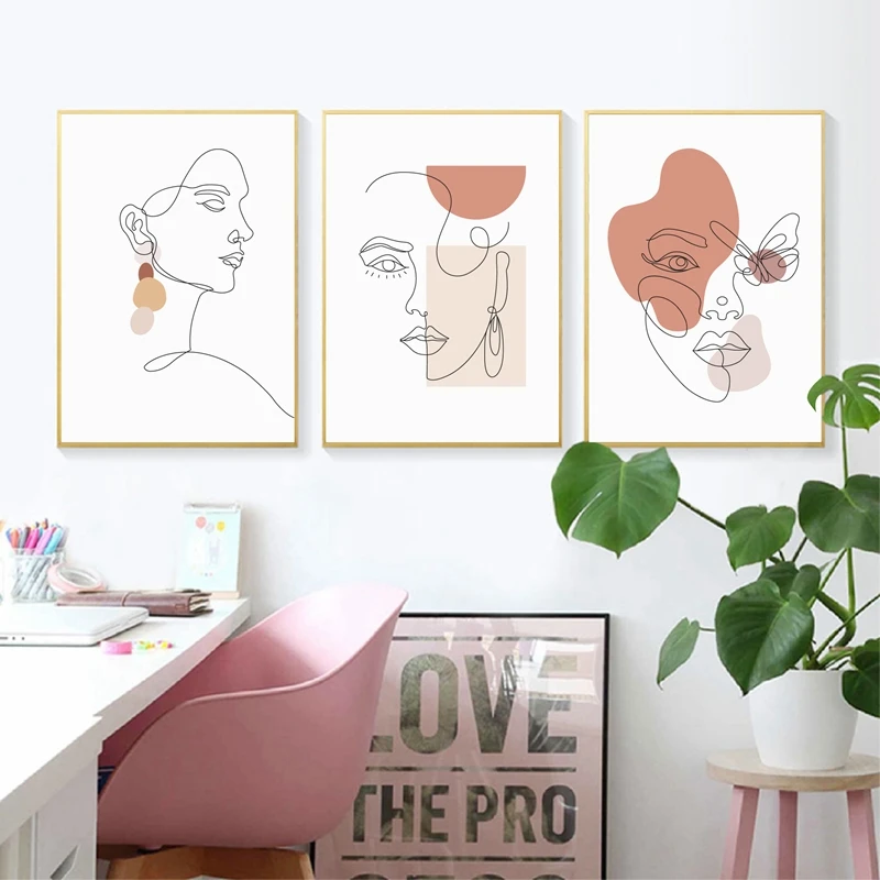

Abstractl Woman Face Line Art Painting Modern Minimalist Line Art Poster Female Figure Canvas Prints Scandinavian Art Decor