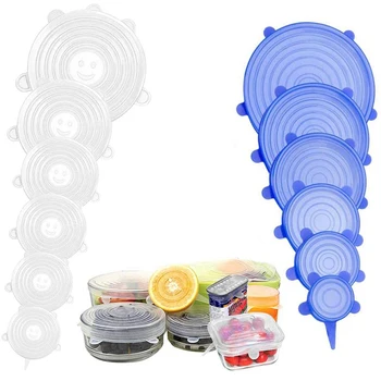 

6 Pcs/Set Universal Food Silicone Cover Reusable Silicone Stretch Lids Caps for Cookware Pot Cover Kitchen Accessories