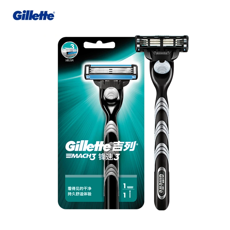 Горячее предложение Mach3 Оригинал 1 ручка и лезвие Gillette для мужчин бритья острый 3