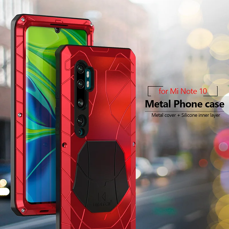 Для Xiaomi mi Note 10 чехол для телефона жесткий алюминиевый металлический закаленное стекло Защита экрана сверхпрочный чехол для Xiao mi Note 10