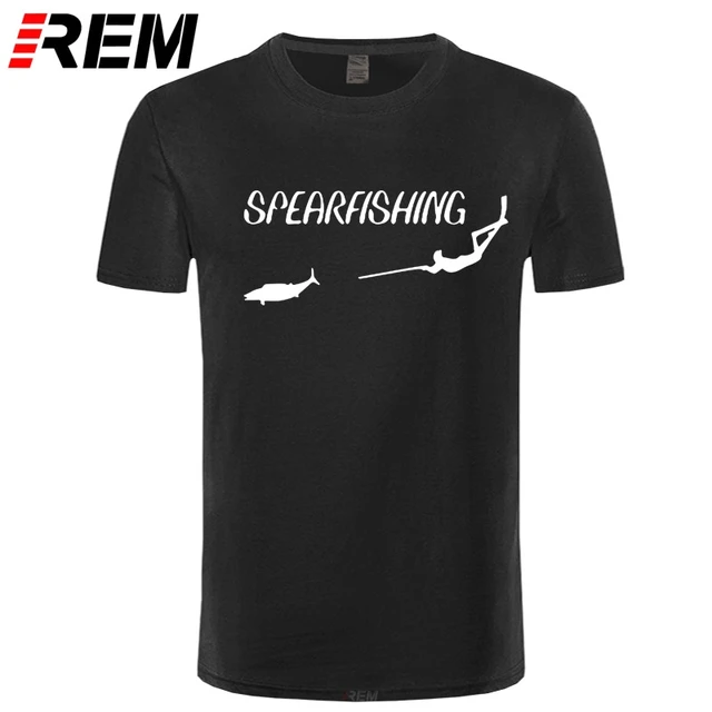 REM yeni Sperfishing serbest dalış mızrak balığı baskılı t-Shirt erkek yaka  kısa kollu T-shirt gömlek rahat tişört tişört üstleri - AliExpress