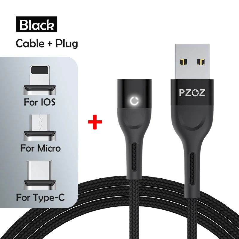 android charger adapter PZOZ Magnetic Cable Micro USB C Fast Charging Adapter Microusb Magnet Type C Mobile Phone Cable Data Charger For iPhone 12 Pro aux cable for iphone Cables