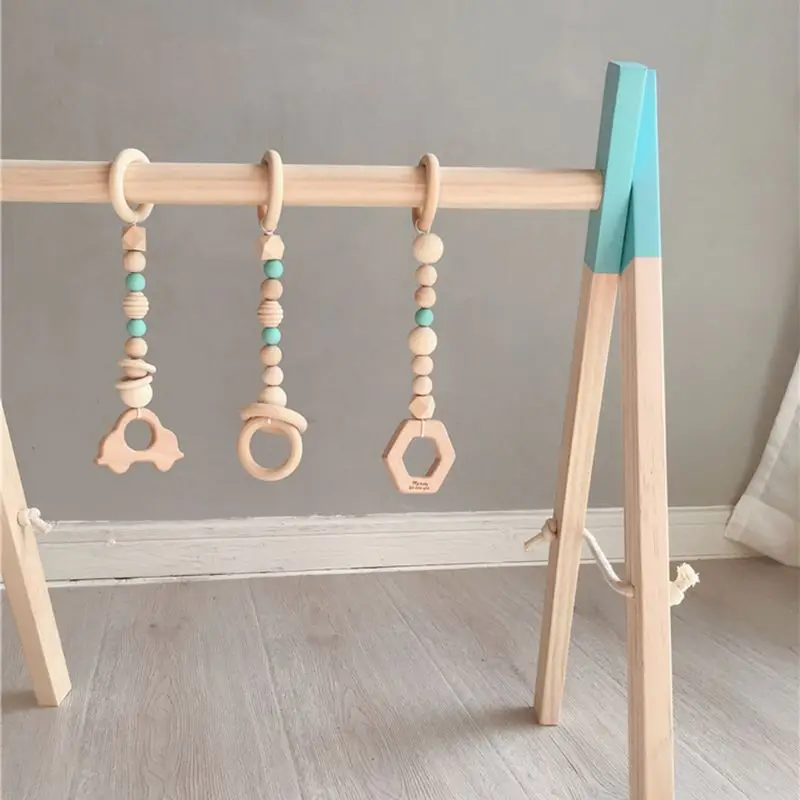 Nordic Style Baby Gym Play Nursery Sensory Ring pull Toy Wooden Frame Infant Room Decorations Toddler 2