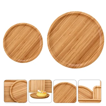 

2Pcs Wooden Simple Storage Tray Durable Dessert Tray Home Tableware Service Plate Storage Tray for Home