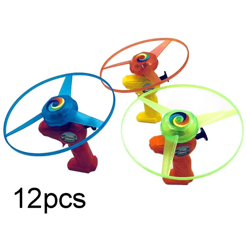 

12pcs/set Luminous Flying Saucer Pull String LED Light Handle Flying Disc Toy