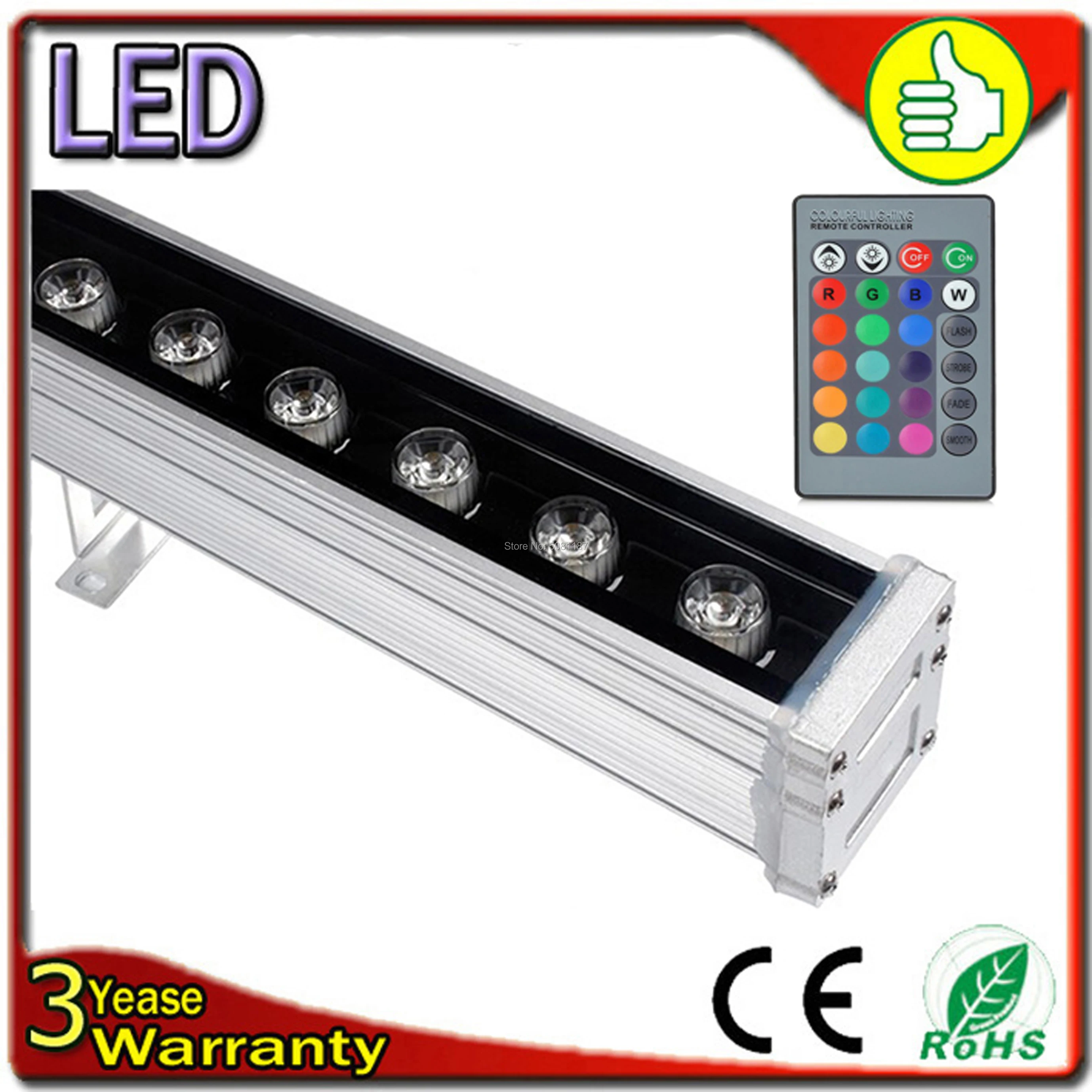 Настенный RGB Светодиодный прожектор DMX512 длина 1 м 18 Вт с дистанционным
