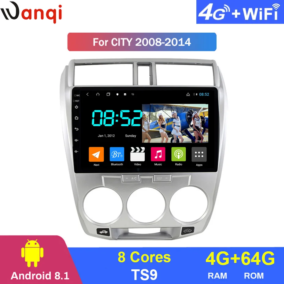 Android 8,1 автомобильный DVD 1din мультимедийная система Navi для Honda City 2008- Автомобильный gps навигатор стерео головное устройство BT SWC wifi