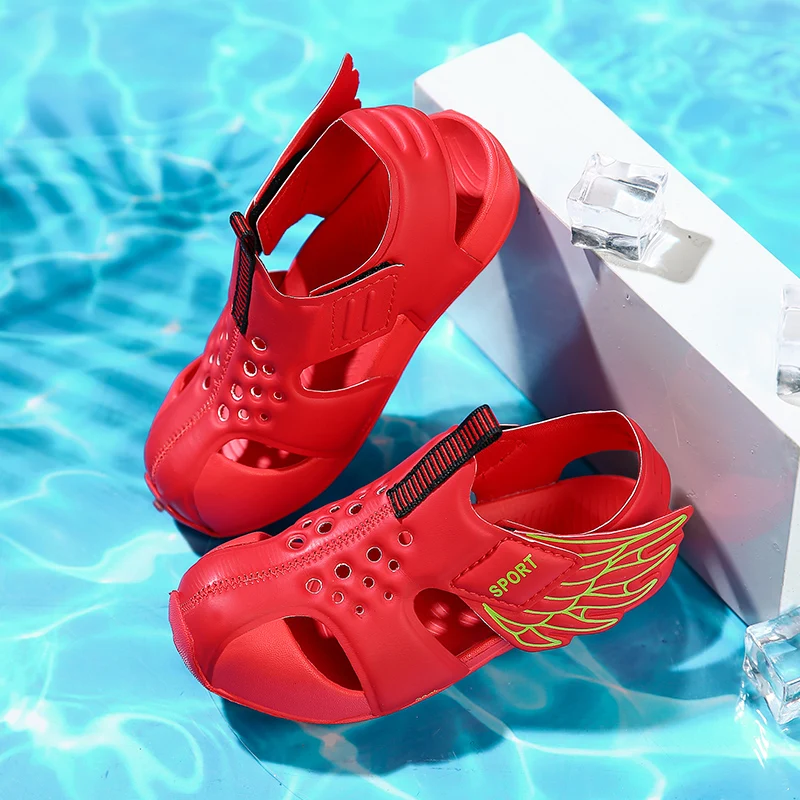 TuYao Girls Brand Designer Sandal Toddler Water Little Boy Shoes Summer Beach Lightweight Soft Non-slip Infant Wing Shoes