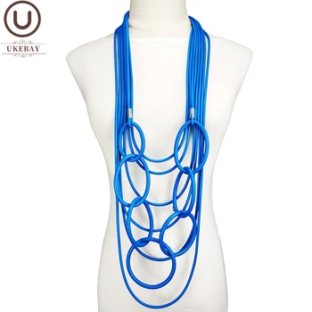 

UKEBAY New Big Sweater Chains Women Pendant Necklace Fashion Design Handmade Rubber Necklaces Long Chians Gothic Jewelry Cloth
