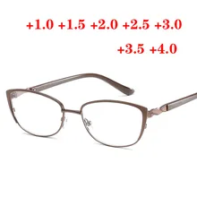 Металлическая оправа кошачий глаз очки для чтения очки интенсивность+ 1,0+ 1,5+ 2,0+ 2,5 до+ 4,0 очки женские мужские очки для дальнозоркости