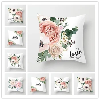 

Valentine's Day love Rose Decorative Pillow Cushion Covers Pillowcase Cushions for Sofa Polyester Pillowcover cuscini decorativi