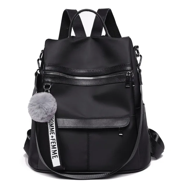 Новинка, качественный рюкзак, водонепроницаемый, Противоугонный, ткань Оксфорд, простая сумка для колледжа, рюкзак для девушек, подарок, подвеска в виде шарика для волос