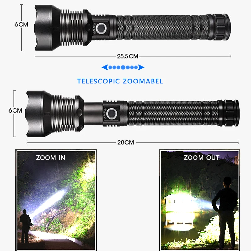 Мощный светодиодный фонарик с XHP 70,2 лампа с бусинами Zoomable 3 режима освещения светодиодный фонарик Поддержка для Mircro зарядки охота лампа
