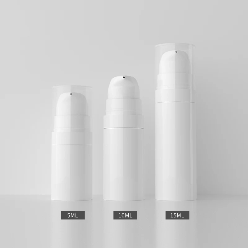 

5ml 10ml 15ml white Airless Lotion Cream Pump Bottle Small Travel Cosmetic Skin Care Cream Plastic Container Airless Dispenser