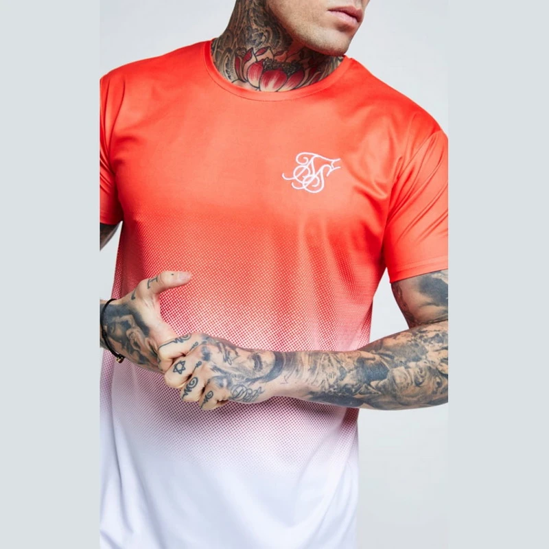 Siksilk camisetas informales a la moda para camiseta de corta gradiente con cuello redondo, ropa de marca|Camisetas| AliExpress