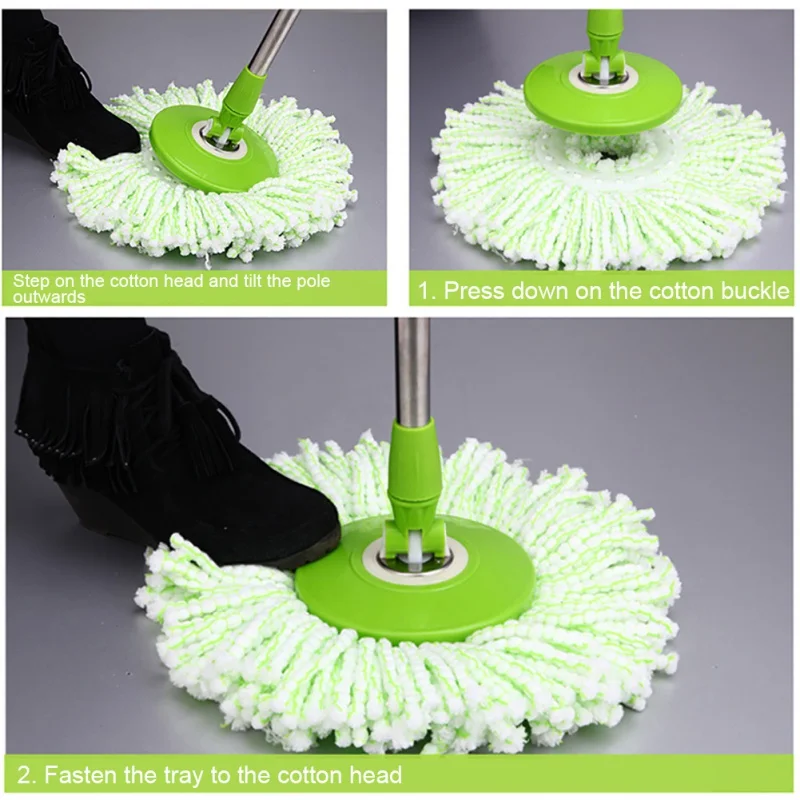 

Replacement 360 Rotating Head Round Shape Standard Size Microfiber Mop Head Refills