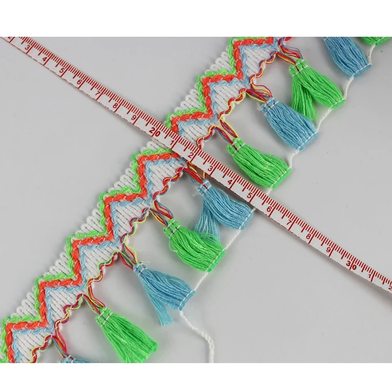 5yards Tassel Lace Fringe Trim Mixed Tassel 5.5cm drop Fringe Trimming Neon color lace tassel Sewing Accessory