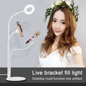 

3in1 Led Selfie Ring Light Table Lamp with Tripod Stand For Phone Photography Lighting USB Fill Light Photo Equipment Microphone