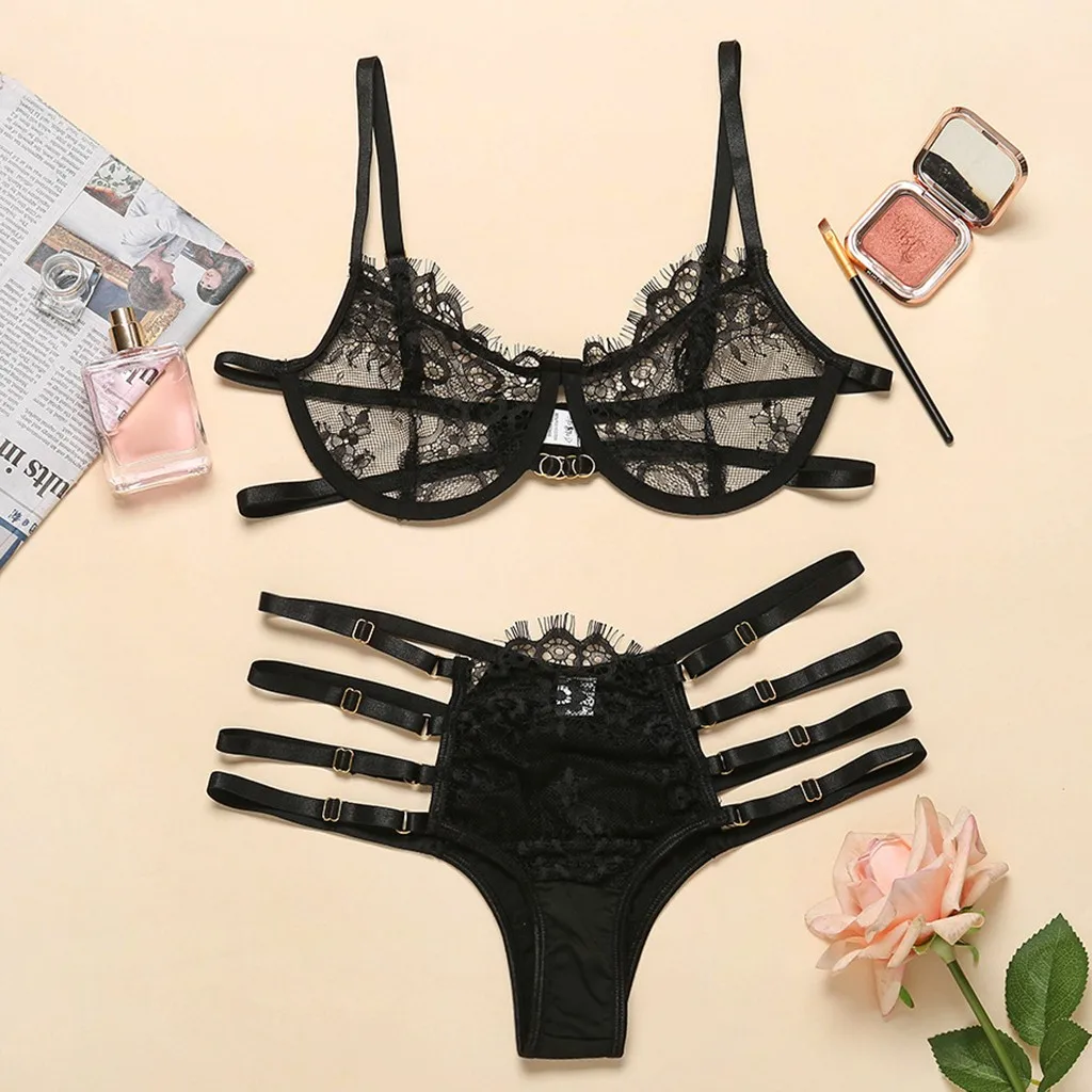 Сексуальный комплект с бюстгальтером нижнего белья прозрачный бюстгальтер