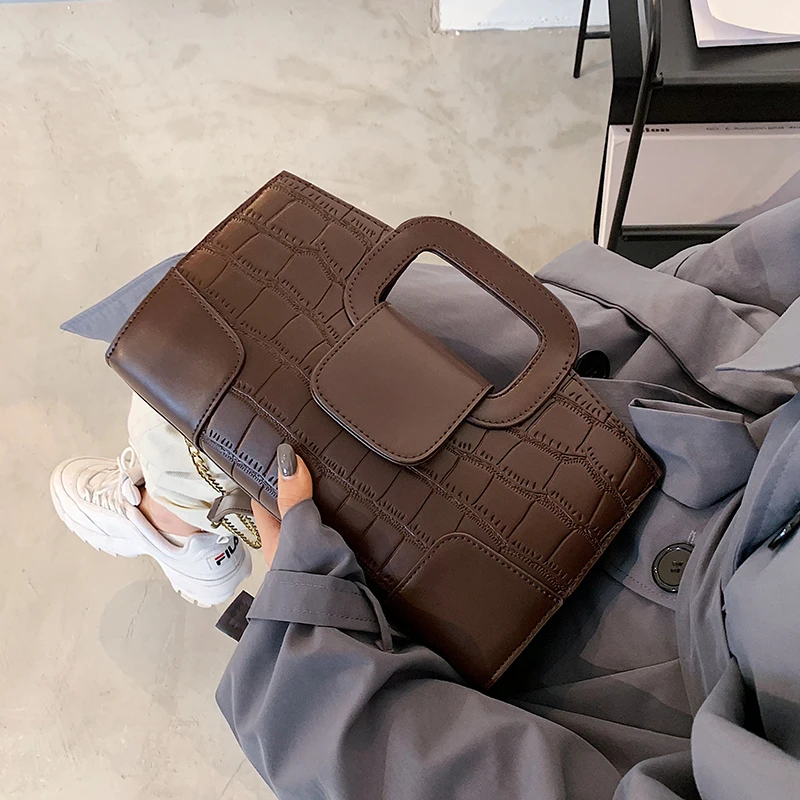 

Vintage Crocodile Pattern Women's Handbags Designer Chian Small Crossbody Bags For Women Casual Stone Pattern Women Shoulder Bag