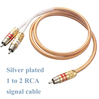 

WE high purity pure copper silver plated 1RCA to 2RCA audiophile grade y audio signal line amplifier decoder connection cable