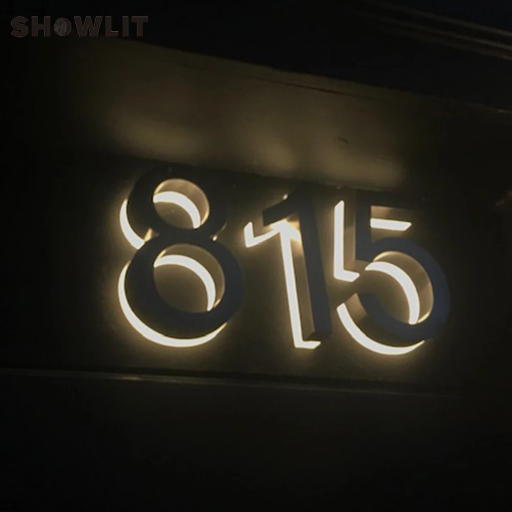 

Three Led Apartment Numbers Stainless Steel 3D Lighting Numbers For House Door Customized Size Available